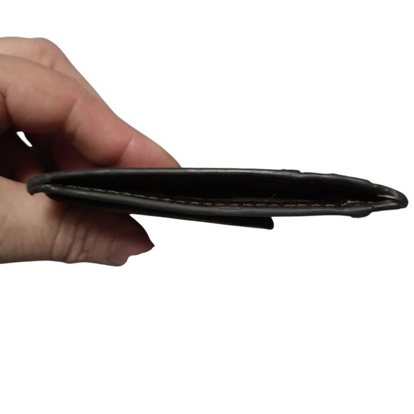 Fossil Men's Brown Leather Card Holder Case Magnetic Flap Money Clip Classic - Picture 2 of 4